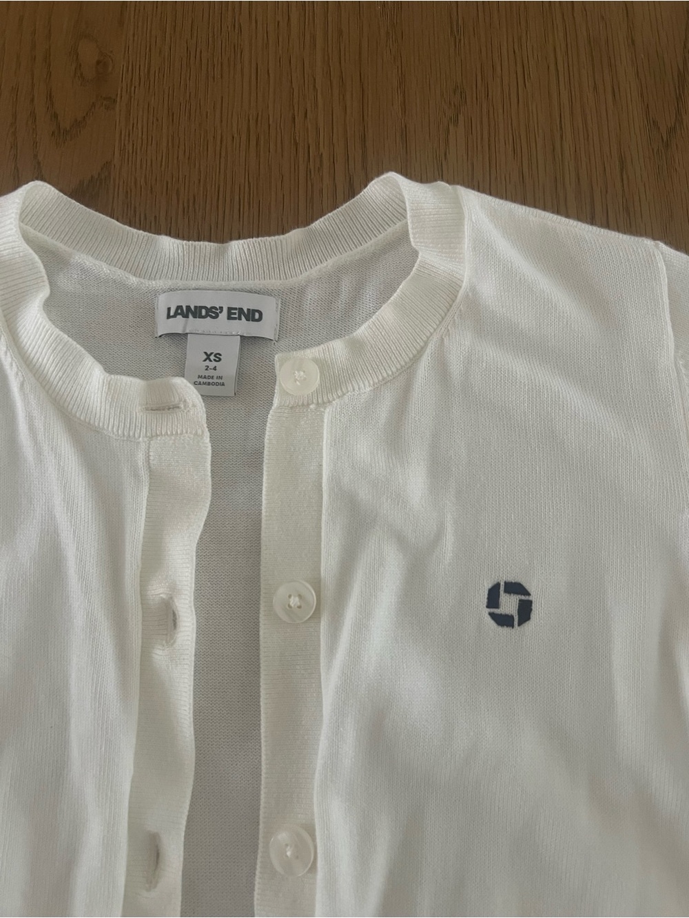 Lands' End Chase White Button Cardigan Sweater